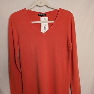 Picadilly Fashion V-Neck Sweater in Coral
